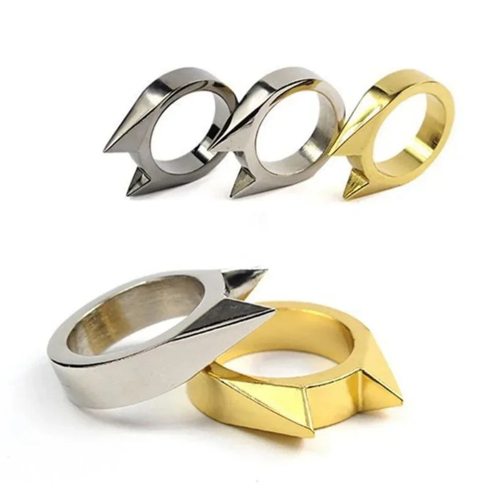 Bagues d'autodéfense unisexes en forme d'oreilles de chat mignon - Bijoux de phalange en métal multifonctionnels pour femmes et hommes