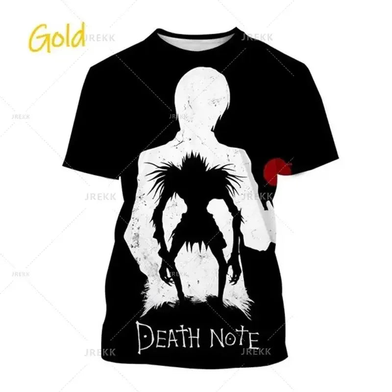 T-shirt d'été imprimé en 3D Death Note