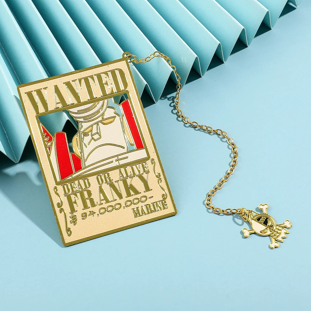 Anime One Pieces Pirates reward Metal Bookmarks with Tassel Gold Collection