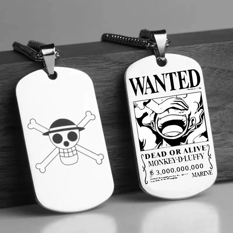 One Piece Wanted Poster Necklace Pendant - Luffy & Zoro Metal Charms | Unisex Jewelry & Gifts