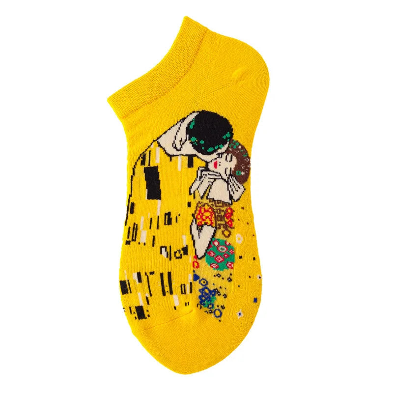 40-Style Bunte Baumwoll-Söckchen für Herren – Lustige Avocado, Tiere & Kunstdrucke