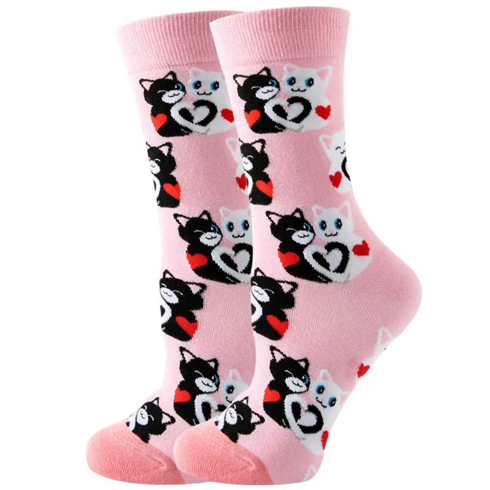 Süße Cartoon Tier & Blumen Socken – Kawaii Harajuku Mode für Herbst & Winter