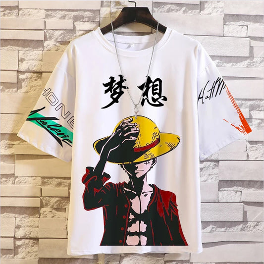 MINISO One Piece 3D-bedrucktes T-Shirt, lässige Anime-Straßenmode