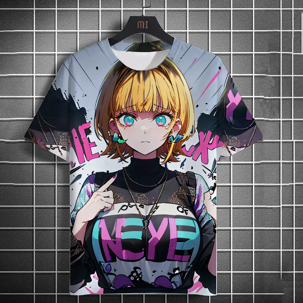 T-shirt personnage d'anime – Impression d'art graffiti 3D de beauté sexy