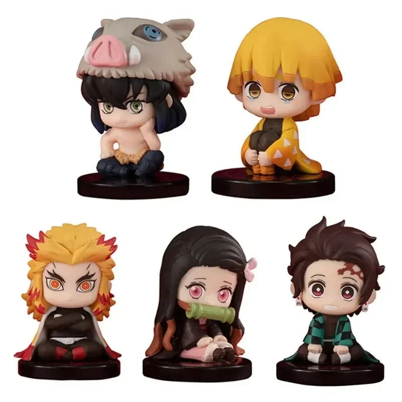 5pcs Demon Slayer Qposket Figures – Nezuko, Tanjirou, Zenitsu, Inosuke, Kyoujurou, Giyuu PVC Model Toys for Children Gift