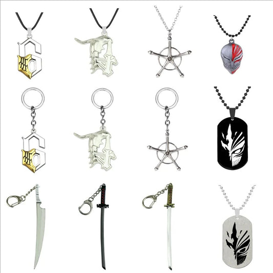 Ensemble collier et porte-clés Anime Bleach - Accessoires épée Zangetsu Zanpakuto et Hitsugaya Toshiro Katana