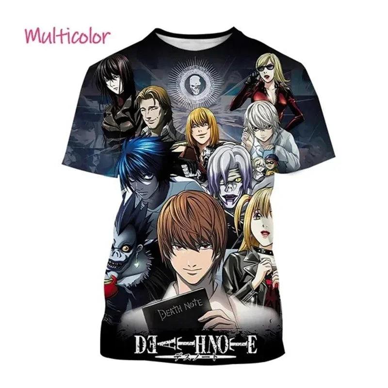 T-shirt d'été imprimé en 3D Death Note