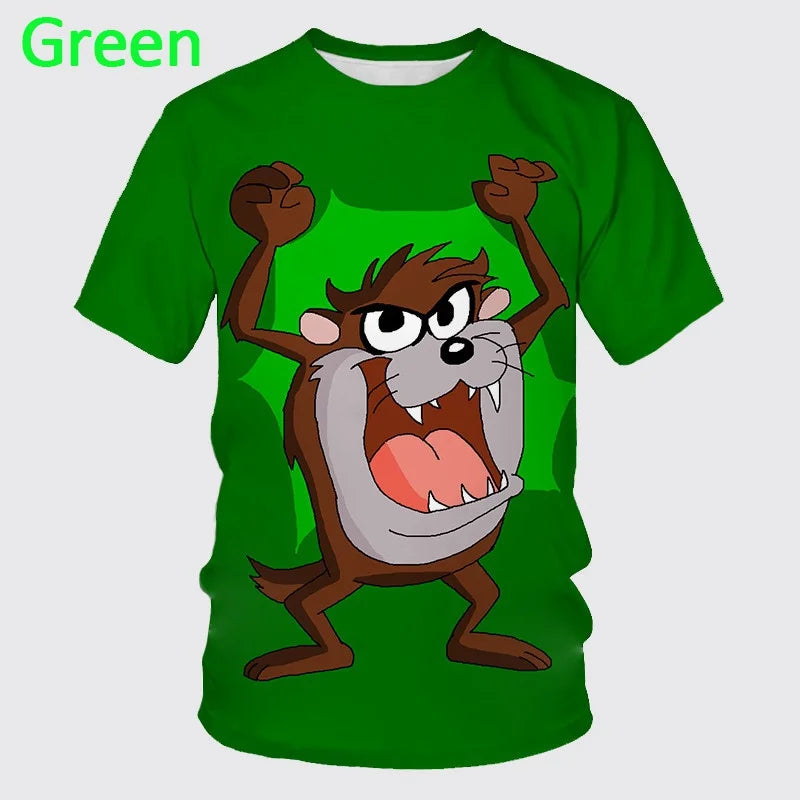 T-shirt classique à col rond avec motif de dessin animé 3D