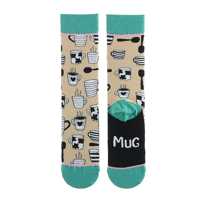 Modische bunte Pflanzen- und Igelsocken – Frühlings-Herbst-Baumwollsocken