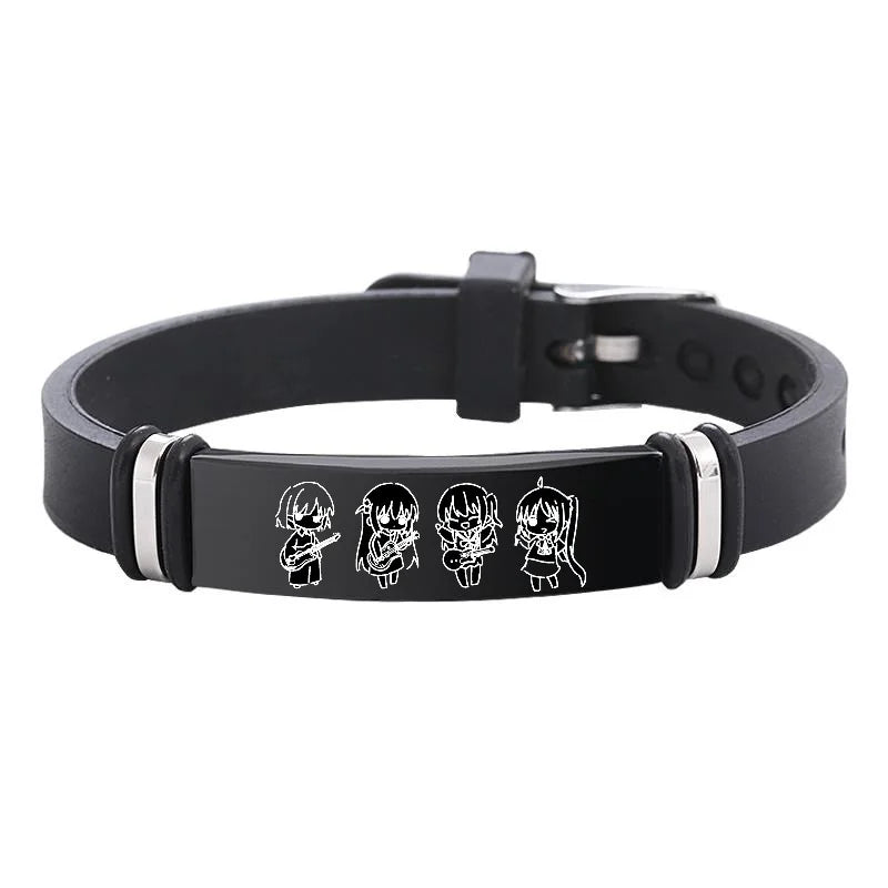 BOCCHI THE ROCK Anime Gotou Bracelets Stainless Steel Adjustable Wristband Jewellery for Men and Women Silicone Material