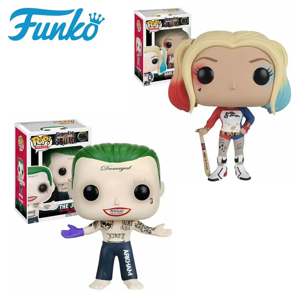 Funko Pop Heroes - Suicide Squad Joker & Harley Quinn Vinyl Figures | 2pcs Collectible Toys for Kids