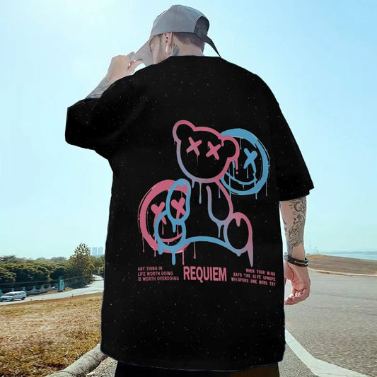 T-shirt à manches courtes avec ours 3D Harajuku