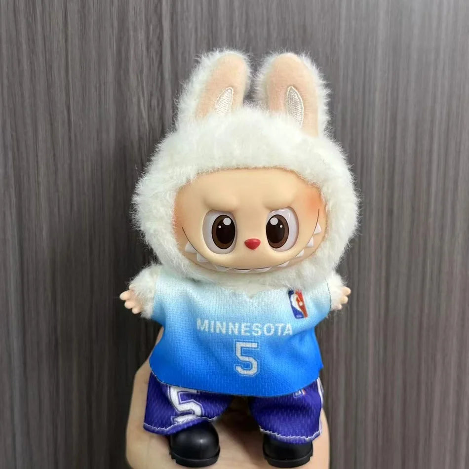 Anime Labubu Puppe Kleidung Fußball Basketball Trikots Labubu Idol V1 V2 Puppen Kleidung Zubehör 15/17 cm Plüsch Puppe Universal