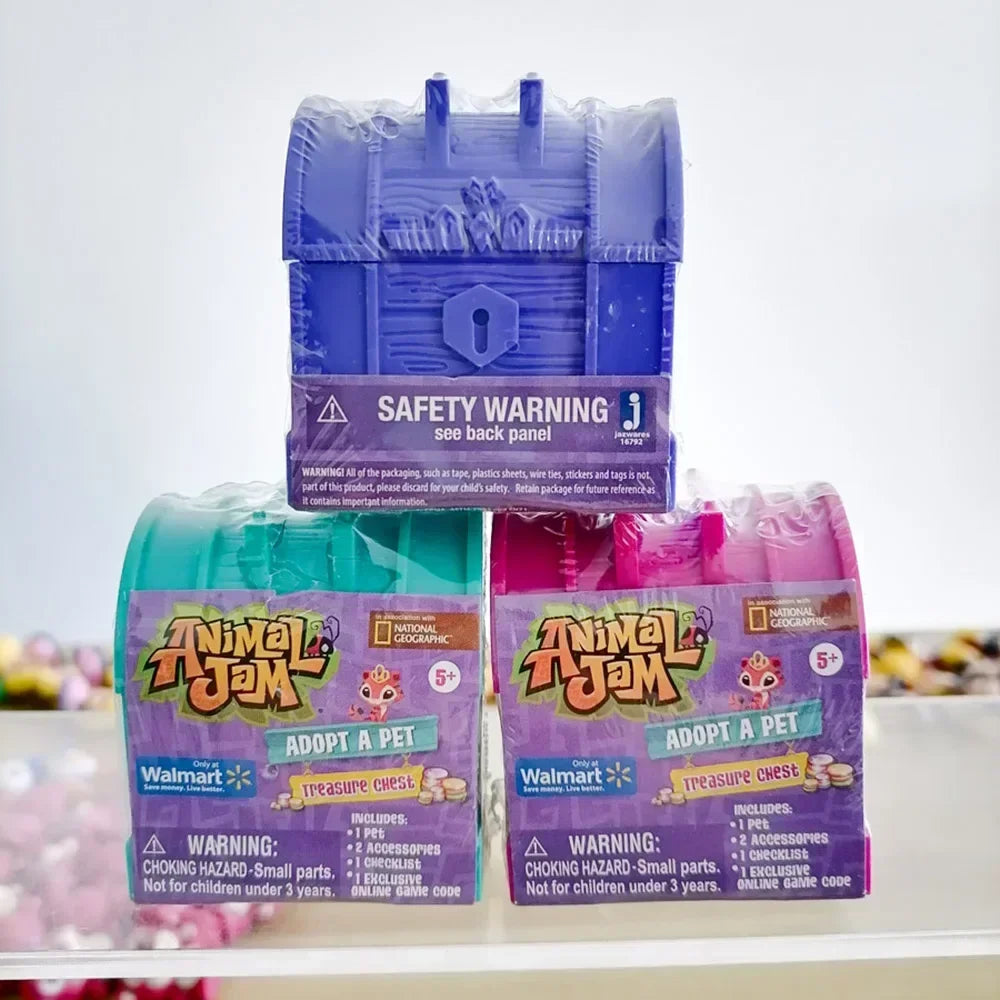 Animal Jam Adopt A Pet Treasure Chest Blind Box Toy Model Anime Figures Collect Ornaments