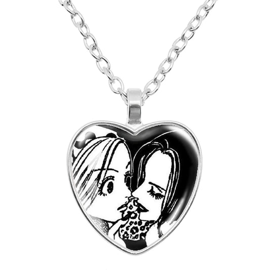 Collier en verre en forme de cœur de l'anime japonais NANA Osaki - Bijoux tendance et pendentif de sac - Cadeau pour les fans