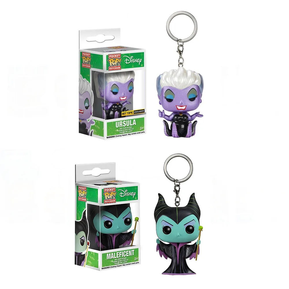 Funko Pop Keyring Ursula Disney Villains Maleficent Pop Pocket Keychains Disney Vinyl Action Figure Toys