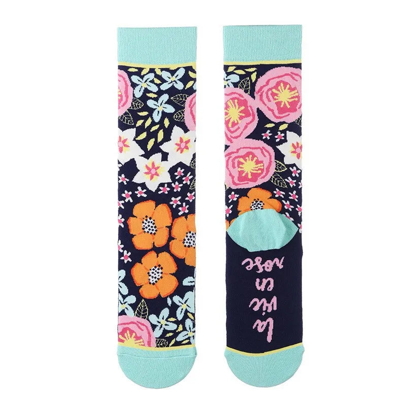 Modische bunte Pflanzen- und Igelsocken – Frühlings-Herbst-Baumwollsocken