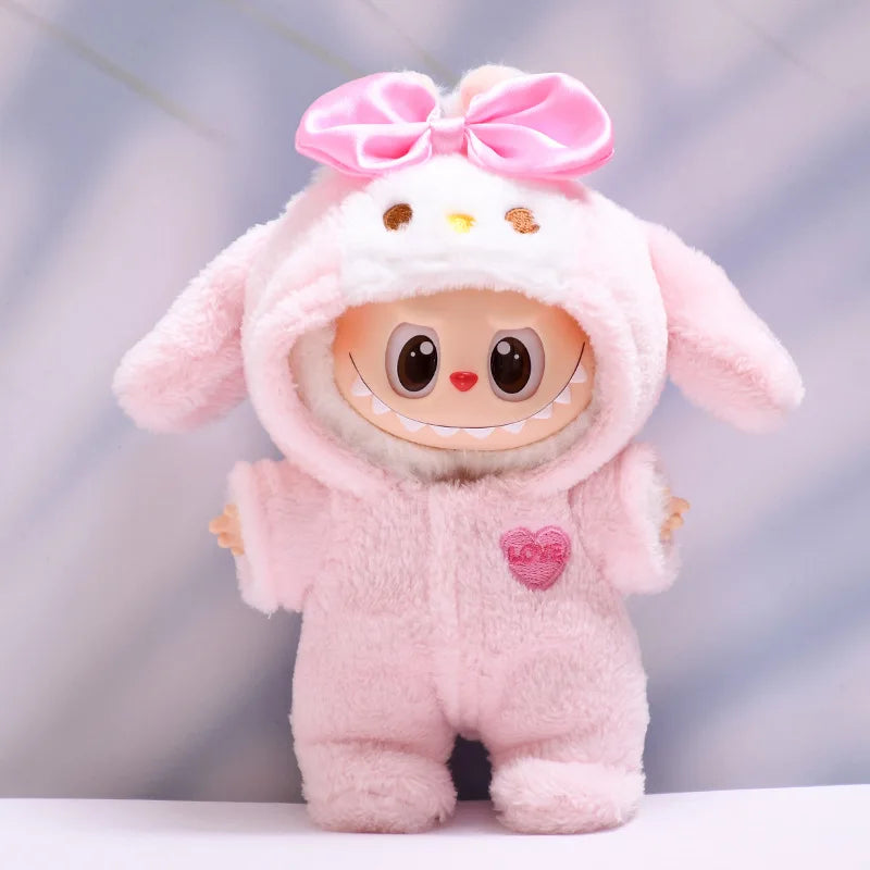 17 cm Puppe Plüsch Dress Up Labubu Puppenkleidung Set Trendiges und süßes Kleidungsstück Anzug Spielzeug Puppenzubehör