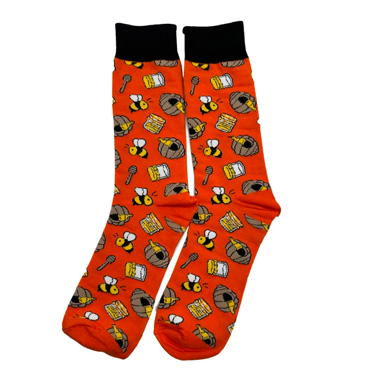 Lässige Socken – Lustiger Hai-, Bienen- und Enten-Cartoon-Druck, Harajuku-Skateboard-Stil