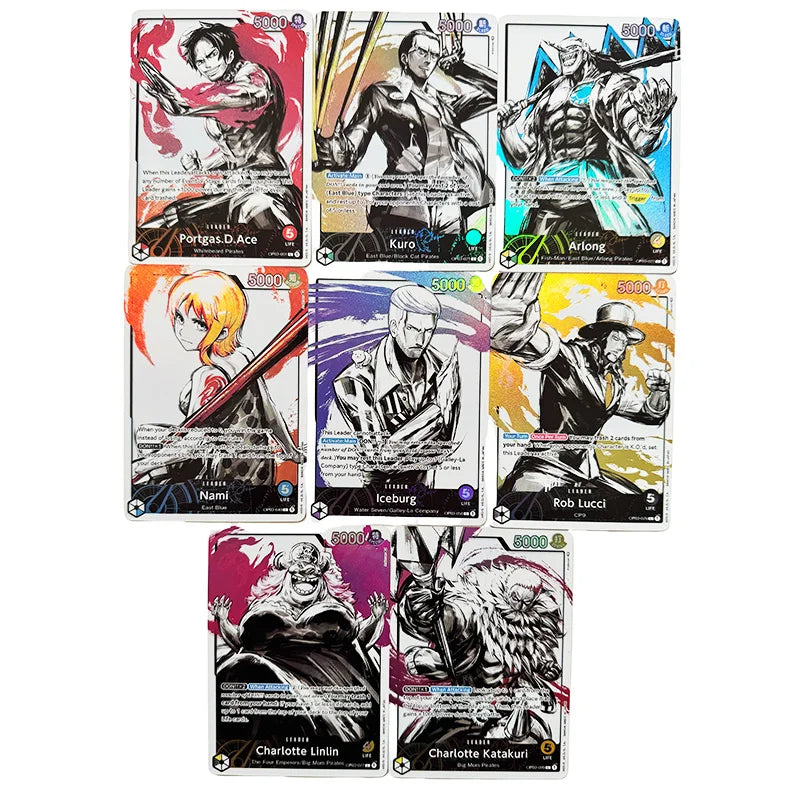 Anime One Piece OPCG English Leader Luffy Sabo Zoro Nami Law Game Anime Collection Cards