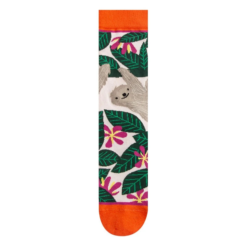 Modische bunte Pflanzen- und Igelsocken – Frühlings-Herbst-Baumwollsocken