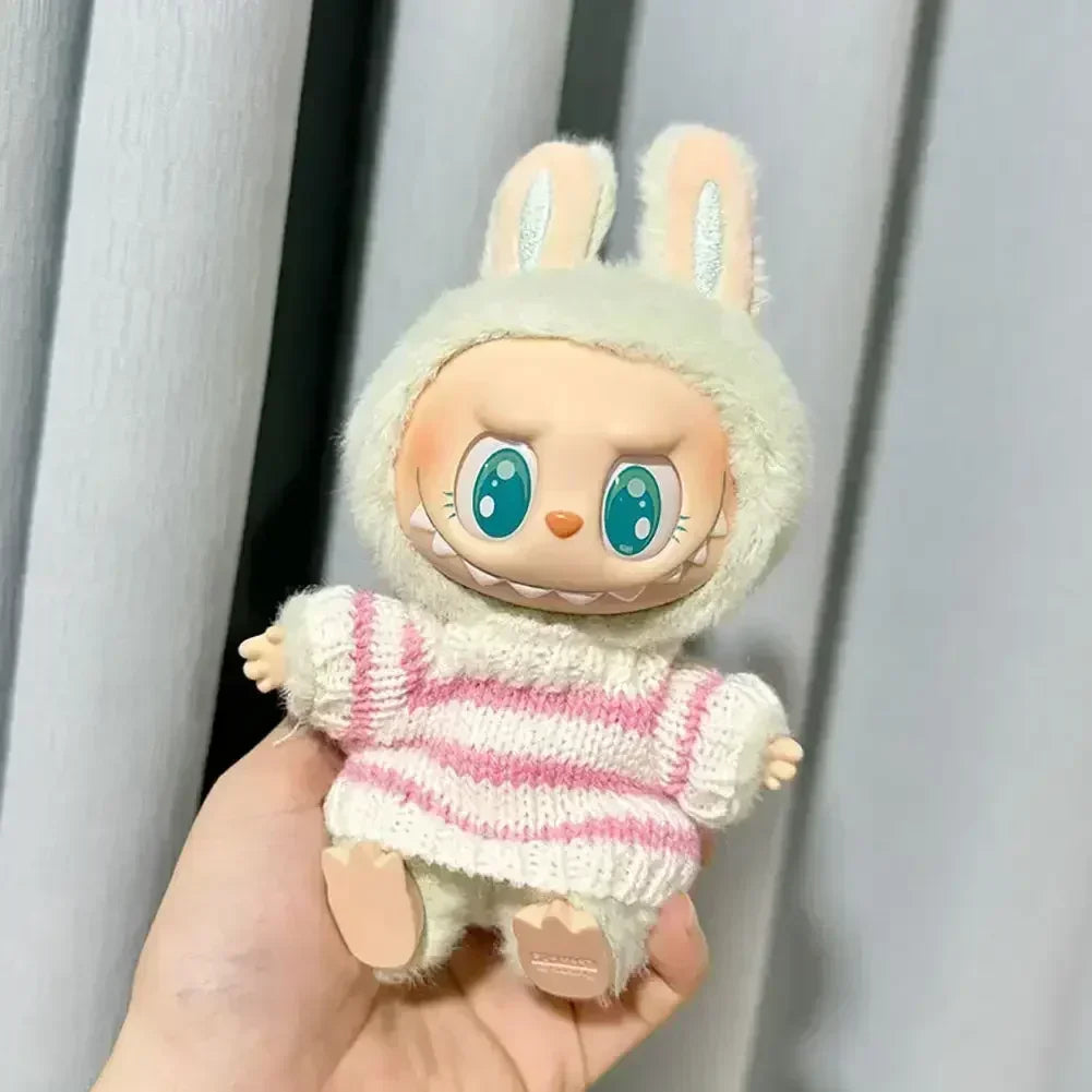 Labubu V1 V2 Party Rosa Weiß Gestreifter Pullover Cup Kleidung Idol Niedliche Puppenkleidung Mode Pullover Outfit Zubehör Sitzen