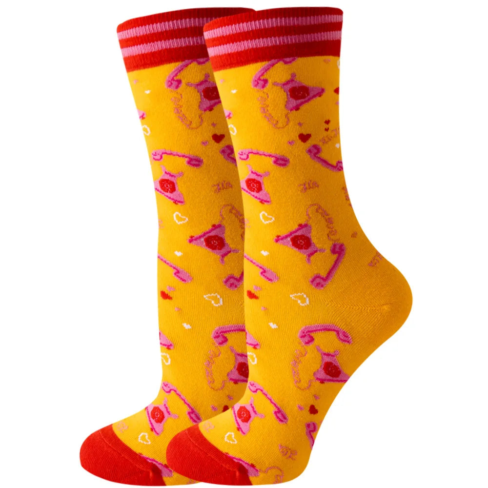 Modische bunte Pflanzen- und Igelsocken – Frühlings-Herbst-Baumwollsocken