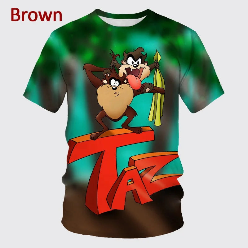 T-shirt classique à col rond avec motif de dessin animé 3D