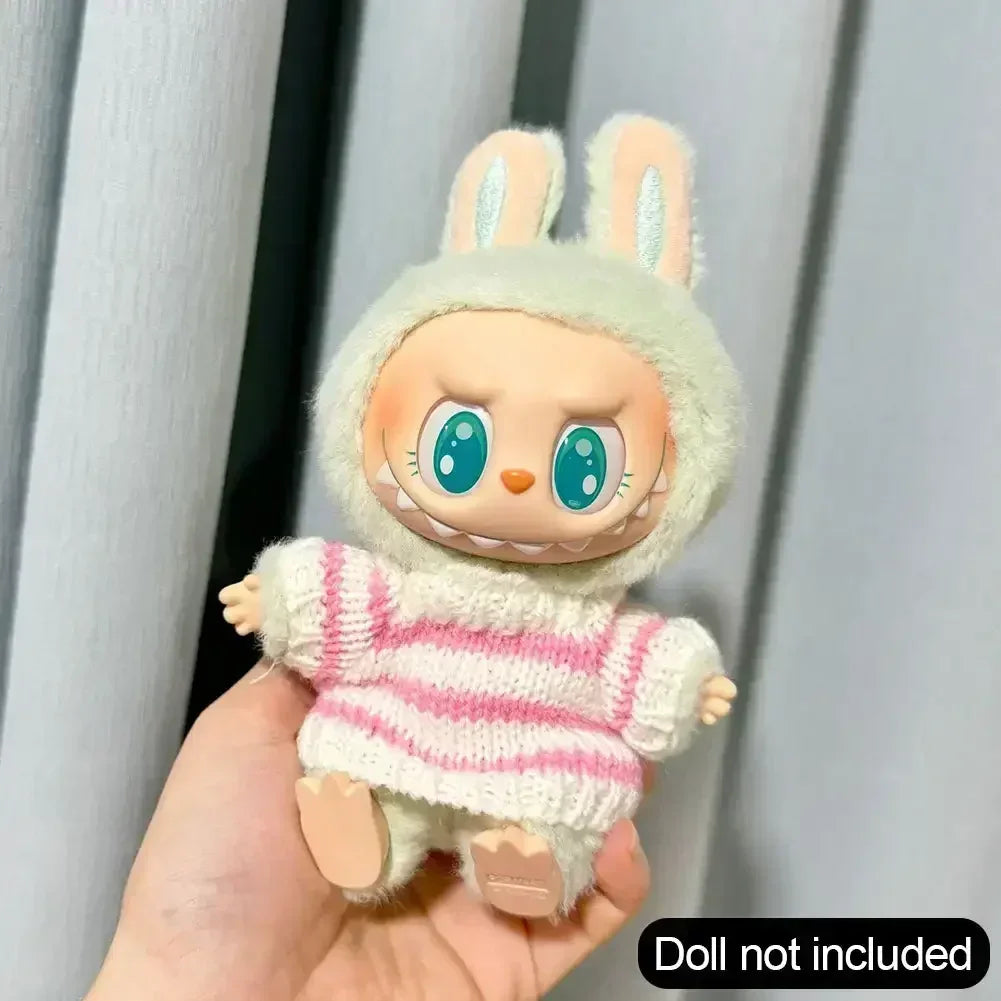 Labubu V1 V2 Party Rosa Weiß Gestreifter Pullover Cup Kleidung Idol Niedliche Puppenkleidung Mode Pullover Outfit Zubehör Sitzen