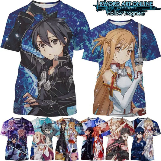 T-Shirt „Kirito & Asuna“ von Sword Art Online, lässiges Kurzarmoberteil