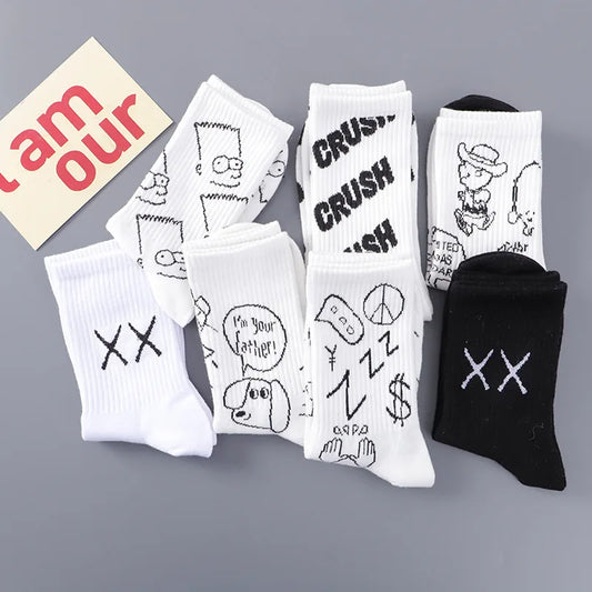 Frühling & Herbst INS Tide Cartoon Tube Socken – Dünne Baumwoll-Sportsocken für Damen & Herren