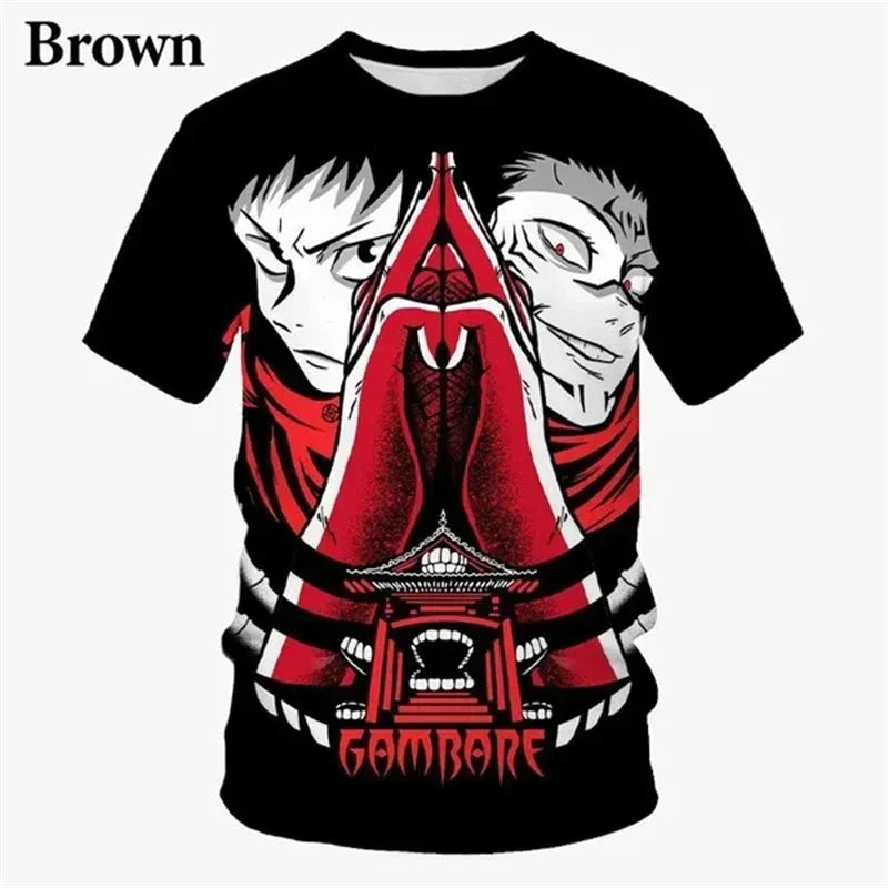 T-shirt imprimé en 3D Jujutsu Kaisen T-shirt d'été décontracté avec dessin animé