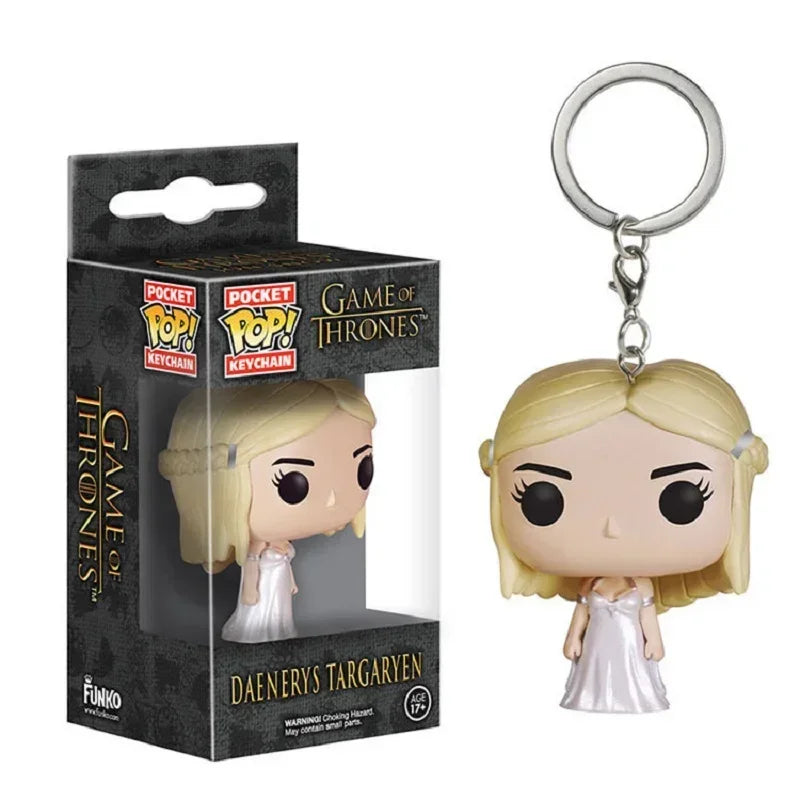 FUNKO pop Film TV Jeu de Jon Snow Daenerys Davos Ghost Night King Porte-clés Figure Modèle Jouets à collectionner