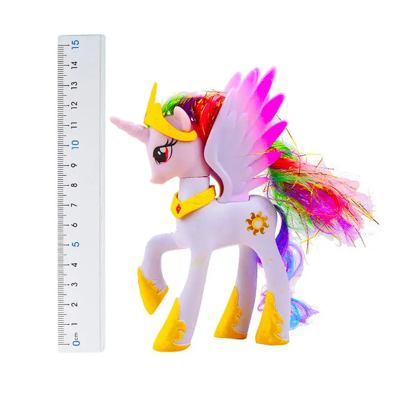 Figurines d'action My Little Pony – Rarity, Applejack, Rainbow Dash, Princesse Celestia Poupées modèles d'anime pour enfants et filles Cadeaux
