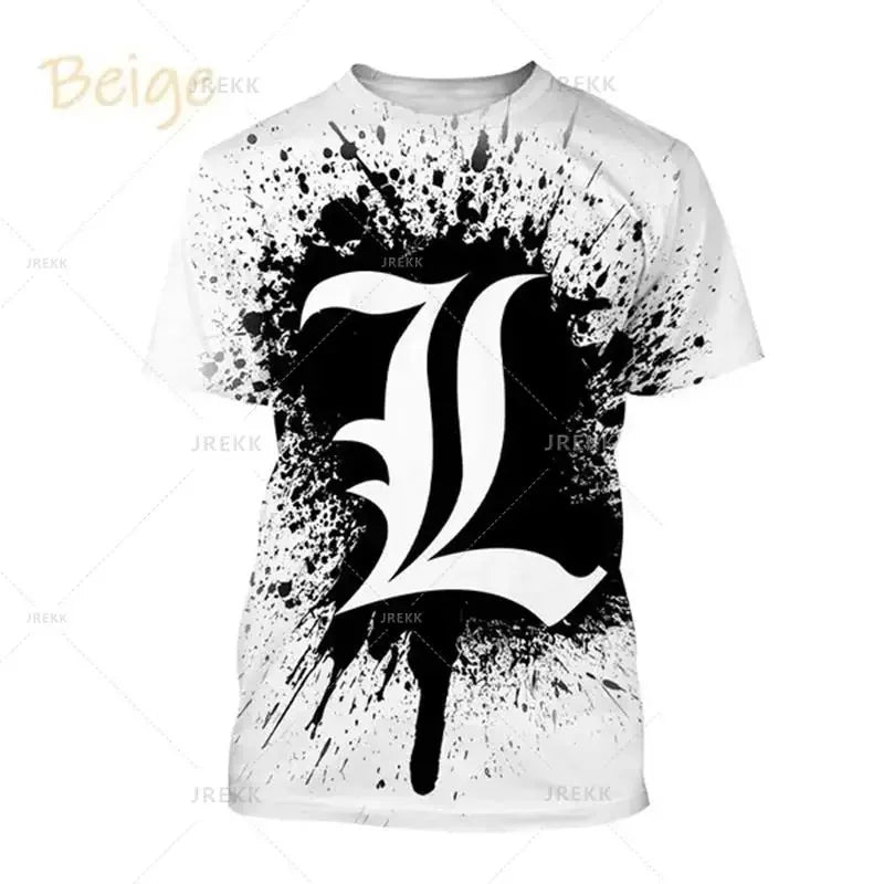 T-shirt d'été imprimé en 3D Death Note
