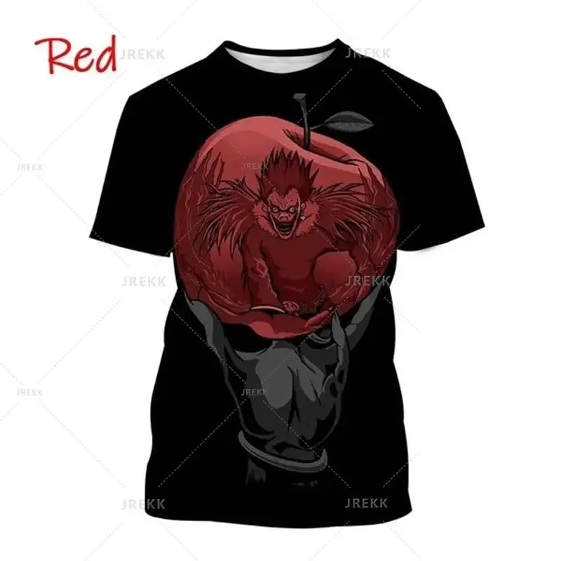 T-shirt d'été imprimé en 3D Death Note