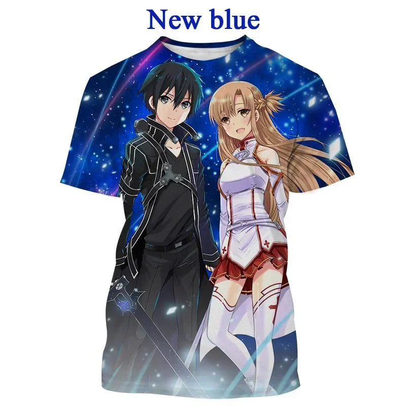 T-shirt Kirito &amp; Asuna Sword Art Online Haut décontracté à manches courtes
