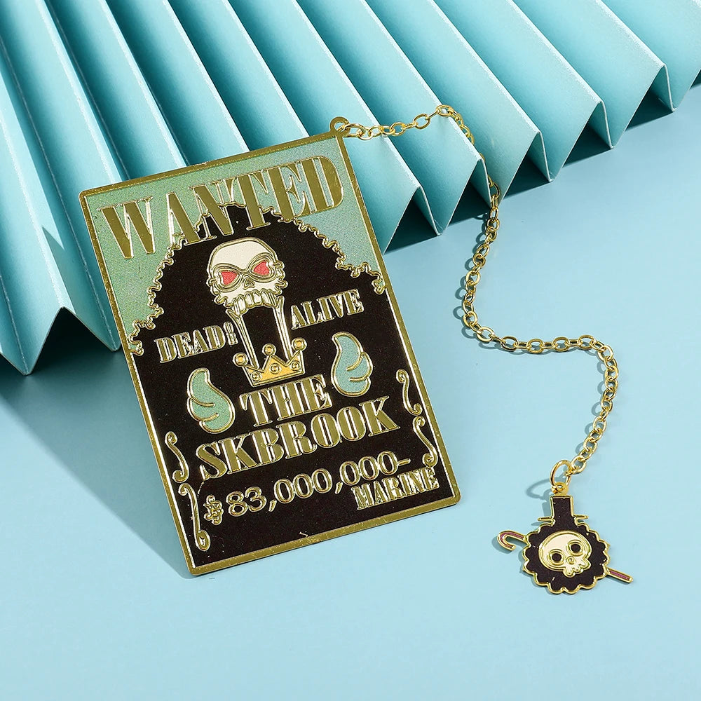 Anime One Pieces Pirates reward Metal Bookmarks with Tassel Gold Collection