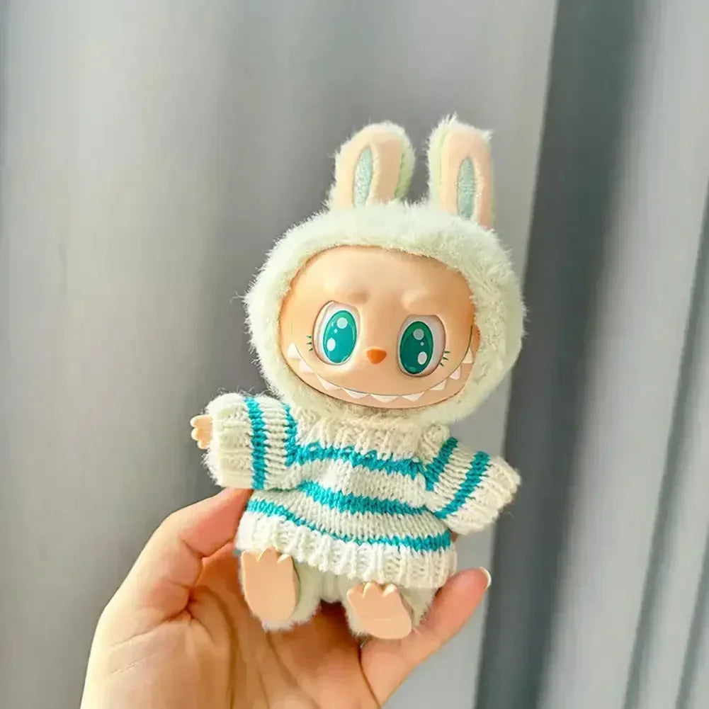Labubu V1 V2 Party Rosa Weiß Gestreifter Pullover Cup Kleidung Idol Niedliche Puppenkleidung Mode Pullover Outfit Zubehör Sitzen