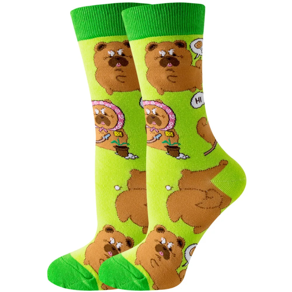 Süße Cartoon Tier & Blumen Socken – Kawaii Harajuku Mode für Herbst & Winter